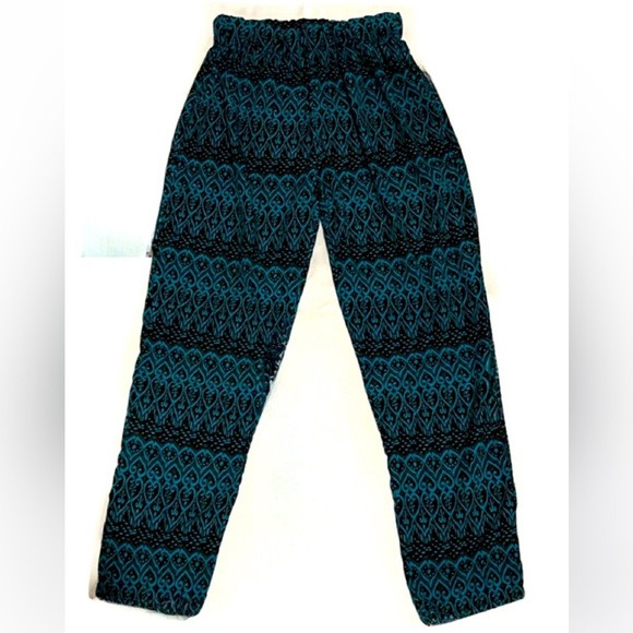 Ambiance Apparel Teal and Black Patterned Pants - Picture 1 of 7